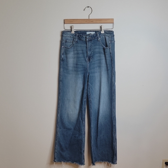 Denim - Risen Blue Flare Wide Leg Jeans